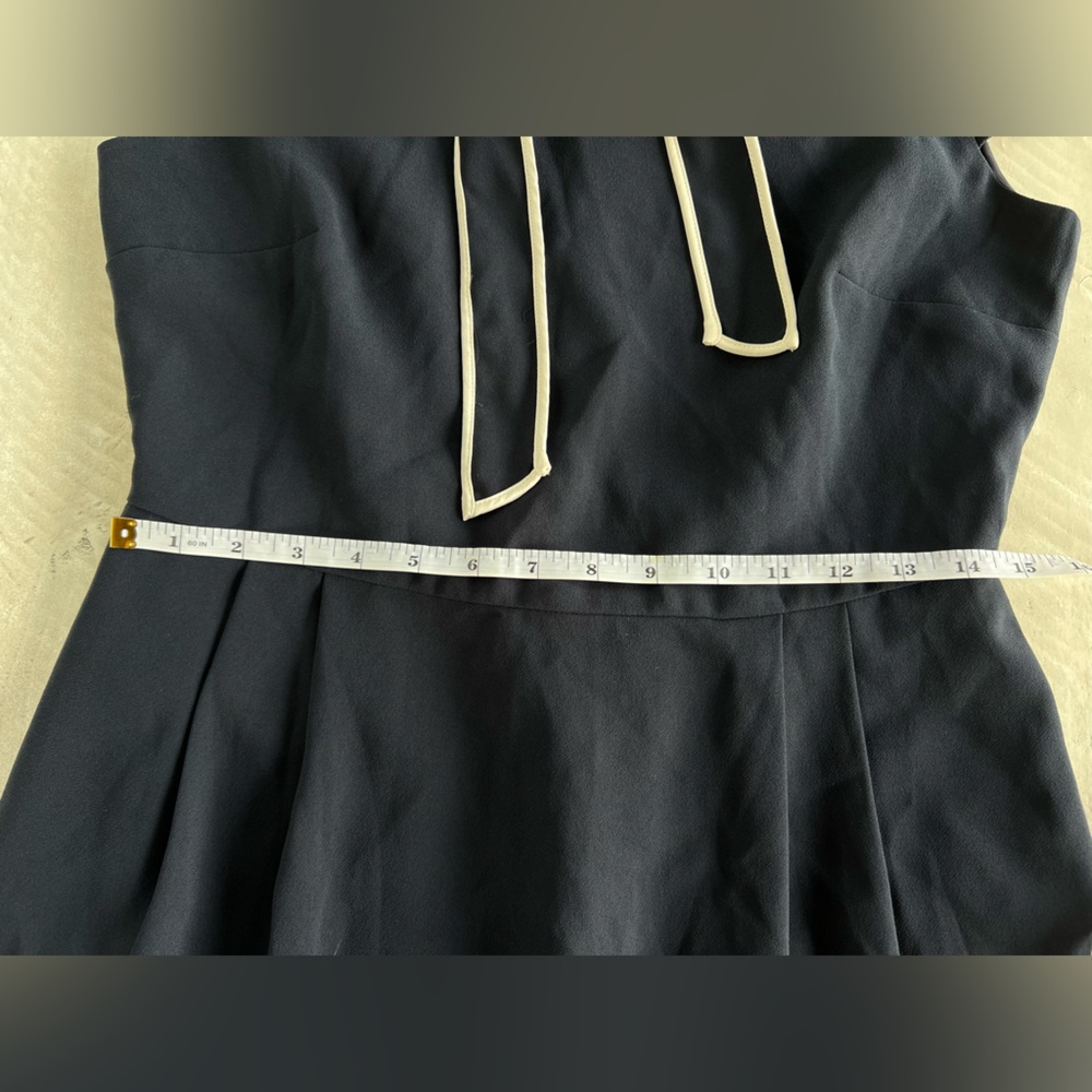 J Crew NWT Bow Tie Neck Dress 
Crepe Cap Sleeve  Navy Blue & White size 8 - Picture 6 of 9